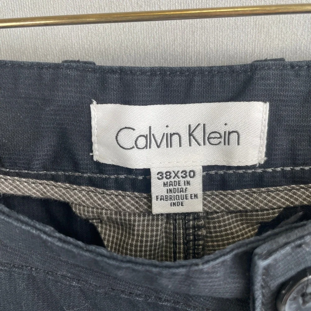 Calvin Klein Mens 38x30 Black Cotton Chino Pants Straight Leg 5-Pocket Casual